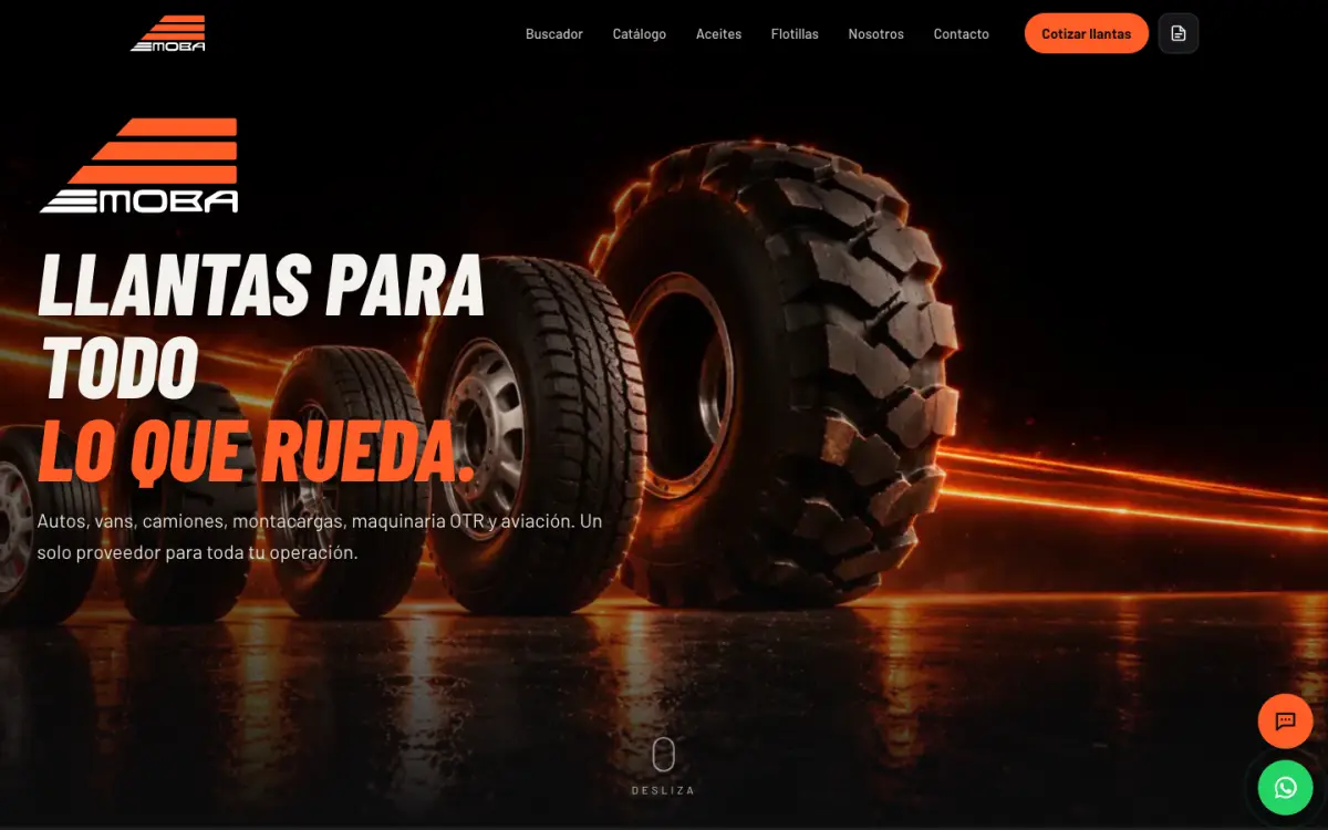 Sitio web de EMOBA Llantas